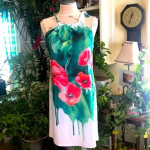 Vibrant Summer Dress, fits like 16/18, Labeled 3X Poliana Plus, Stretchy Knit